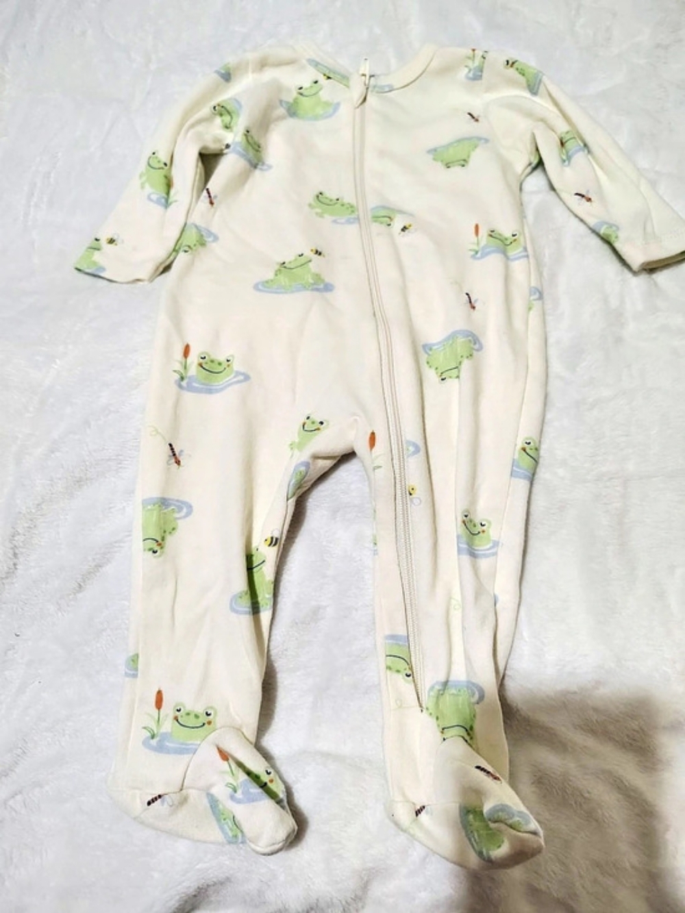 SUPER STAR Baby Frog Print Footie Size 3/6M